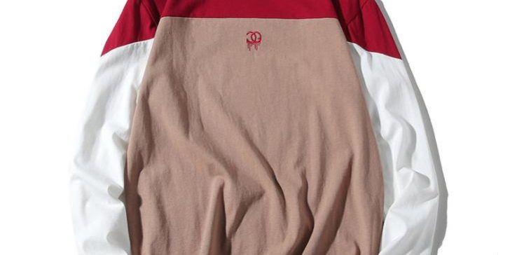 Colorblock fashion long-sleeved T-shirt (3)