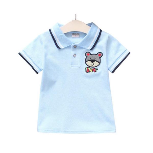 Bear cartoon pattern kids polo shirt (1)