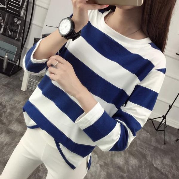 Striped Ladies Long Sleeve Shirt (4)